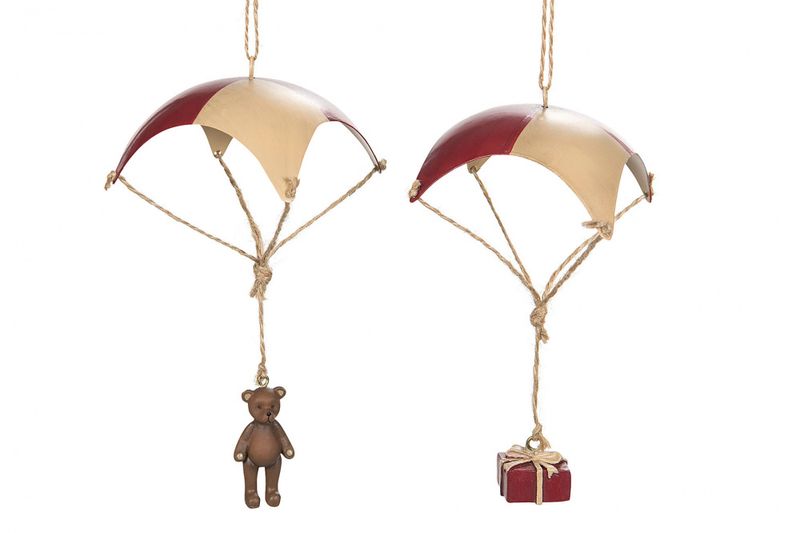 Juletrepynt - Fallskjerm med bamse