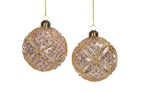 Juletrepynt- Glasskule Glamour Rosa